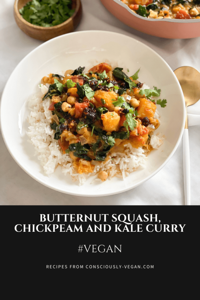 Butternut Squash, Chickpea, and Kale Curry • Consciously Vegan